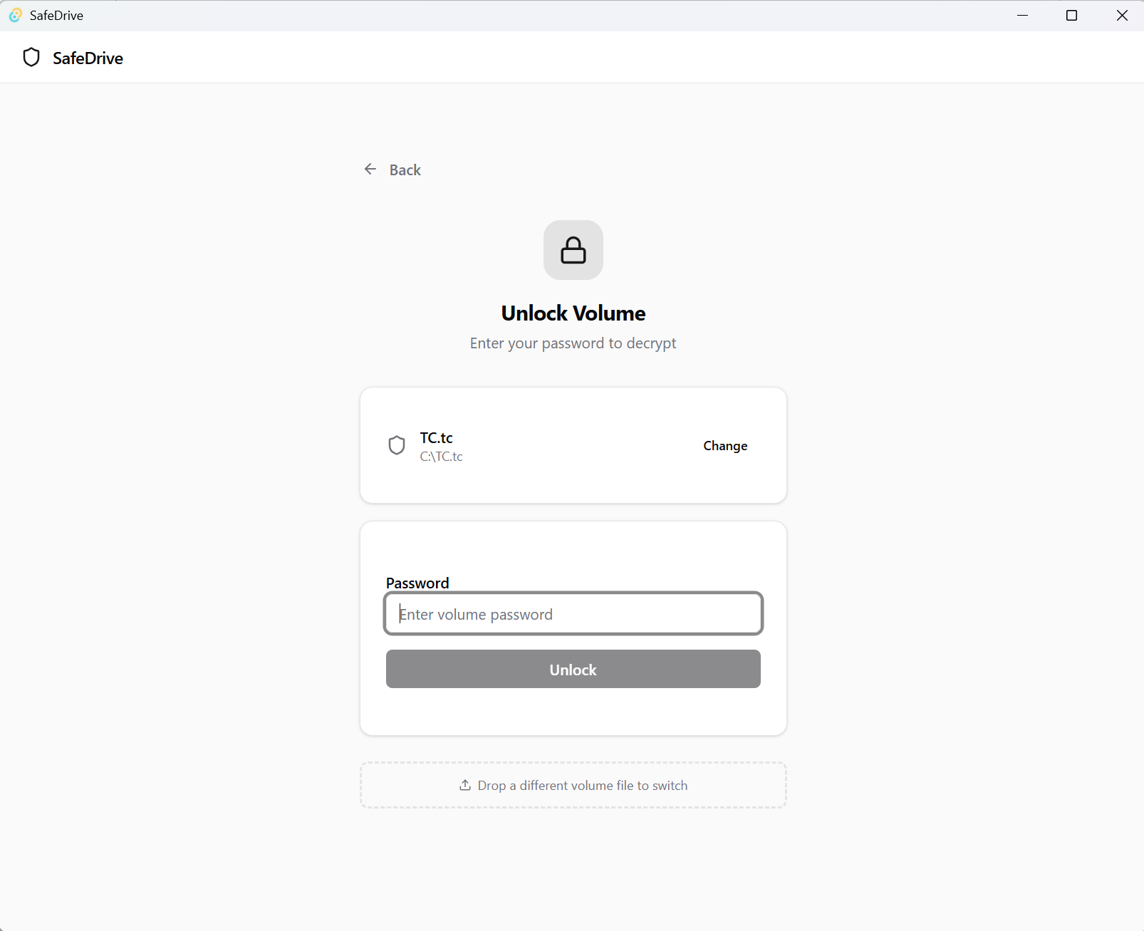 Unlock — enter your password to decrypt